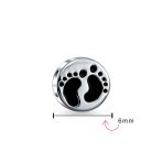 New Mother Family Tiny Feet Foot Prints Charm Bead .925 Sterling Silver Fits European Bracelet - Image 3
