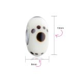 Set of 3 Pet Paw Print Murano Glass Charm Bead Silver for European Bracelet - Image 4
