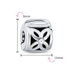 Set of 2 Floral Daisy Clasp Spacer Charm Oxidized Sterling Silver for European Bracelet - Image 4