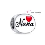Nana Grandma Red Heart Charm Bead Sterling Silver for European Bracelet - Image 3