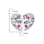 Forever SIS BFF Red Heart Charm Bead for Best Friends Sterling Silver Bracelet - Image 3