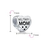 Heart Shape USA Flag Military Mom Charm Bead Sterling Silver for Bracelet - Image 5