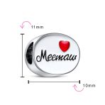 Red Heart I Love Mee-maw Grandmother Charm Bead .925 Sterling Silver for Bracelet - Image 3