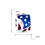 Patriotic USA Flag Star Stripes Charm Bead .925 Sterling Silver for Bracelet - Image 3
