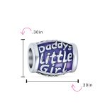 Set of 3 Daddy's Little Girl Solid Lilac Purple Crystal Spacer Charm Bead Silver - Image 4