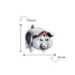 Cute Hog Piggy Bank Charm Bead Sterling Silver for European Bracelets - Image 4