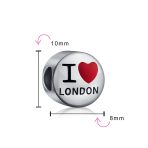 Travel I Love London England Charm Bead .925 Sterling Silver for Bracelet - Image 3