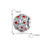 Set of 2 Valentine Kiss Lips & Red I Love You' Heart Charm Bead Sterling Silver Fits European Bracelet - Image 4