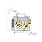 Vacation Travel Suitcase Luggage Charm Bead 14K Gold Plated Silver Fits Bracelet - Image 3