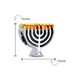 Chanukah Menorah Charm Bead 14K Gold Plated Sterling Silver for Bracelet - Image 3