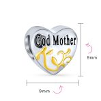 Heart Shaped God Mother Charm Bead 14K Gold Plated Sterling Silver for Bracelet - Image 5