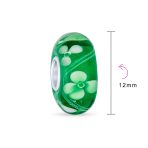 Set of 4 Green Floral Hibiscus Glass Charm Bead for European Bracelets with Sterling Silver Core - Image 4
