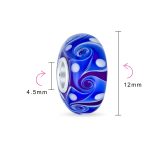Murano Glass Charm Bead Green Red Blue Aqua Wave Swirl Spacer for Bracelet - Image 5