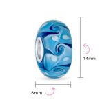 Set of 4 Murano Glass Charm Bead Blue Green Pink Aqua Swirl Spacer Silver Core - Image 2