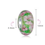 Set of 2 Murano Glass Charm Bead Sterling Silver Core Floral Design for Bracelet - Image 11