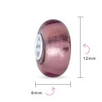 Set of 4 Translucent Solid Metallic Rose Pink Glass Charm Bead with Silver Core - Image 4