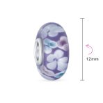 Set of 2 Murano Glass Charm Bead Sterling Silver Core Floral Design for Bracelet - Image 15
