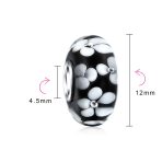 Set of 2 Murano Glass Charm Bead Sterling Silver Core Floral Design for Bracelet - Image 12