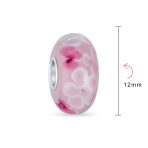 Set of 2 Murano Glass Charm Bead Sterling Silver Core Floral Design for Bracelet - Image 14