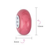 Set of 3 Breast Cancer Survivor Pink Ribbon Glass Spacer Charm Bead Silver Core - Image 4