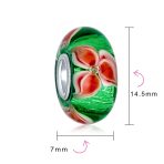 Set of 2 Red Green Murano Glass Christmas Charm Bead Silver for Bracelets - Image 3