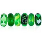 Mixed Set Sterling Silver Core Dark Green Floral Murano Glass Charm Bead Spacer - Image 3
