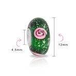 Murano Glass Charm Bead Sterling Silver Core Floral Blue Pink Green Spacer - Image 3