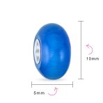 Set of 2 Smooth Opaque Murano Glass Charm Bead for Bracelets Sterling Silver - Image 24