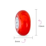 Set of 2 Smooth Opaque Murano Glass Charm Bead for Bracelets Sterling Silver - Image 26