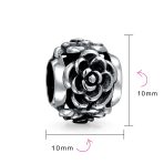 Flower Garden Black Rose Charm Bead in Oxidized Sterling Silver for Bracelets - Image 3