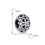 Love Valentine Filigree Heart Charm Bead Oxidized Sterling Silver for Bracelets - Image 3