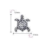 Set of 2 Oval Round Nautical Sea Turtle Charm Bead in Oxidized Sterling Silver - Image 3