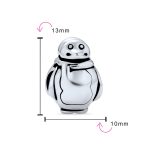 Cute Fat Cartoon Christmas Charm Bead Snowman Penguin Sterling Silver Bracelet - Image 3