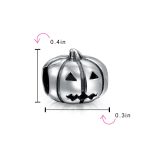 Spooky Halloween Pumpkin Charm Bead in Oxidized Sterling Silver for Bracelets - Image 3