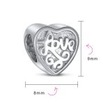 Antique Style Love Heart Charm Bead Sterling Silver Bracelet - Image 3