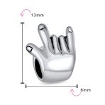 I Love You Hand Sign Symbol Charm Bead .925 Sterling Silver for Bracelet - Image 4