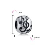 Melody G Clef Music Note Charm Bead in Oxidized Sterling Silver for Bracelets - Image 3
