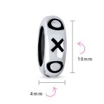 Set of 2 Valentine XO Clasp Spacer Charm Bead Black Rubber Oxidized Silver - Image 3