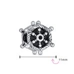 Nautical Boat Ship Wheel Charm Bead in Oxidized Sterling Silver for Bracelets - Image 3
