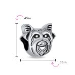 Yorkie Dog Charm Bead for Animal Lovers Oxidized Sterling Silver Fits Bracelet - Image 3