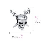 Halloween Pirate Skull & Cross Swords Charm Bead Silver for European Bracelet - Image 4