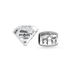 Set of 2 Mother's Day SUPER MOM and BFF Friendship Charm Bead Sterling Silver