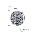 De Los Muertos Skeleton Skulls Charm Bead .925 Sterling Silver European Bracelet - Image 3
