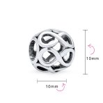 Valentine Heart Knot Charm Bead Sterling Silver for European Bracelet - Image 3