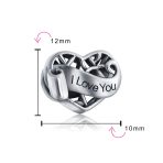 Romantic Filigree Heart Charm Bead for Wife or Daughter in Sterling Silver - Image 4
