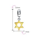 Judaic Star Of David Magen Dangle Charm Bead 14K Gold Plated for Bat Mitzvah - Image 3