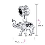 Republican Elephant Dangle Charm Bead Sterling Silver for European Bracelet - Image 4