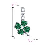 Good Luck Leaf Green Crystal Shamrock Clover Dangle Bead Charm Sterling Silver - Image 3