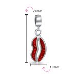 Red Crystal Kiss Lip Dangle Charm Bead .925 Sterling Silver for Bracelet - Image 3
