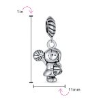 Set of 2 Cheerleader & Soccer Player Dangle Charm Bead Sterling Silver - Image 5